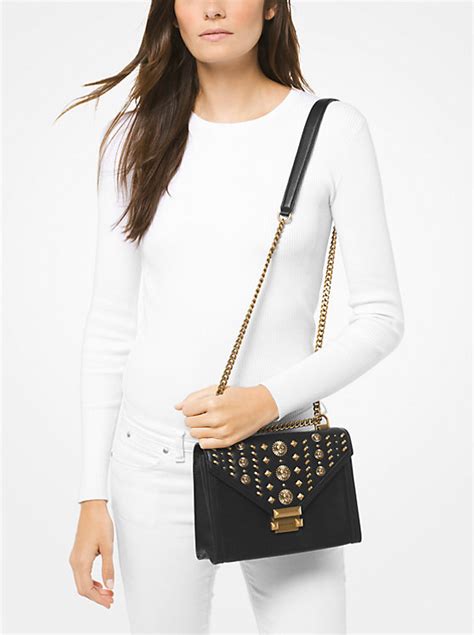 michael kors whitney large embellished leather shoulder bag